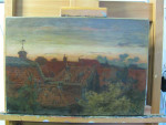 Vóór restauratie, schilderij stadsgezicht